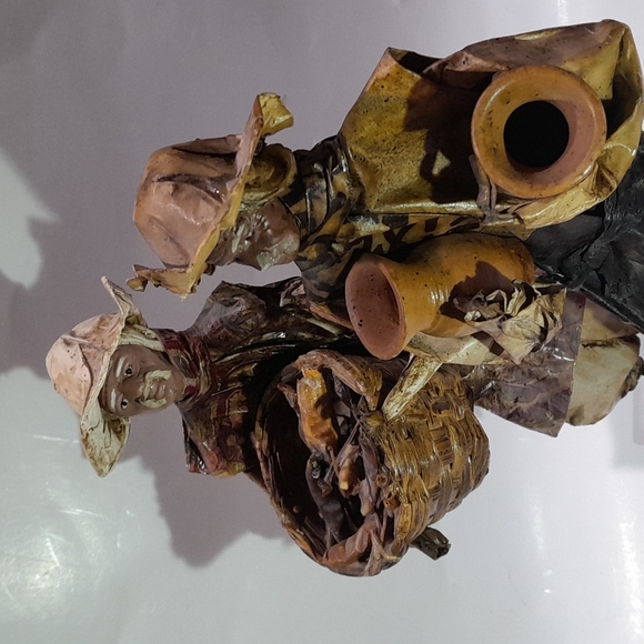Vintage Folk Art Papermache 2  Men 12 inch - Picture 1 of 12